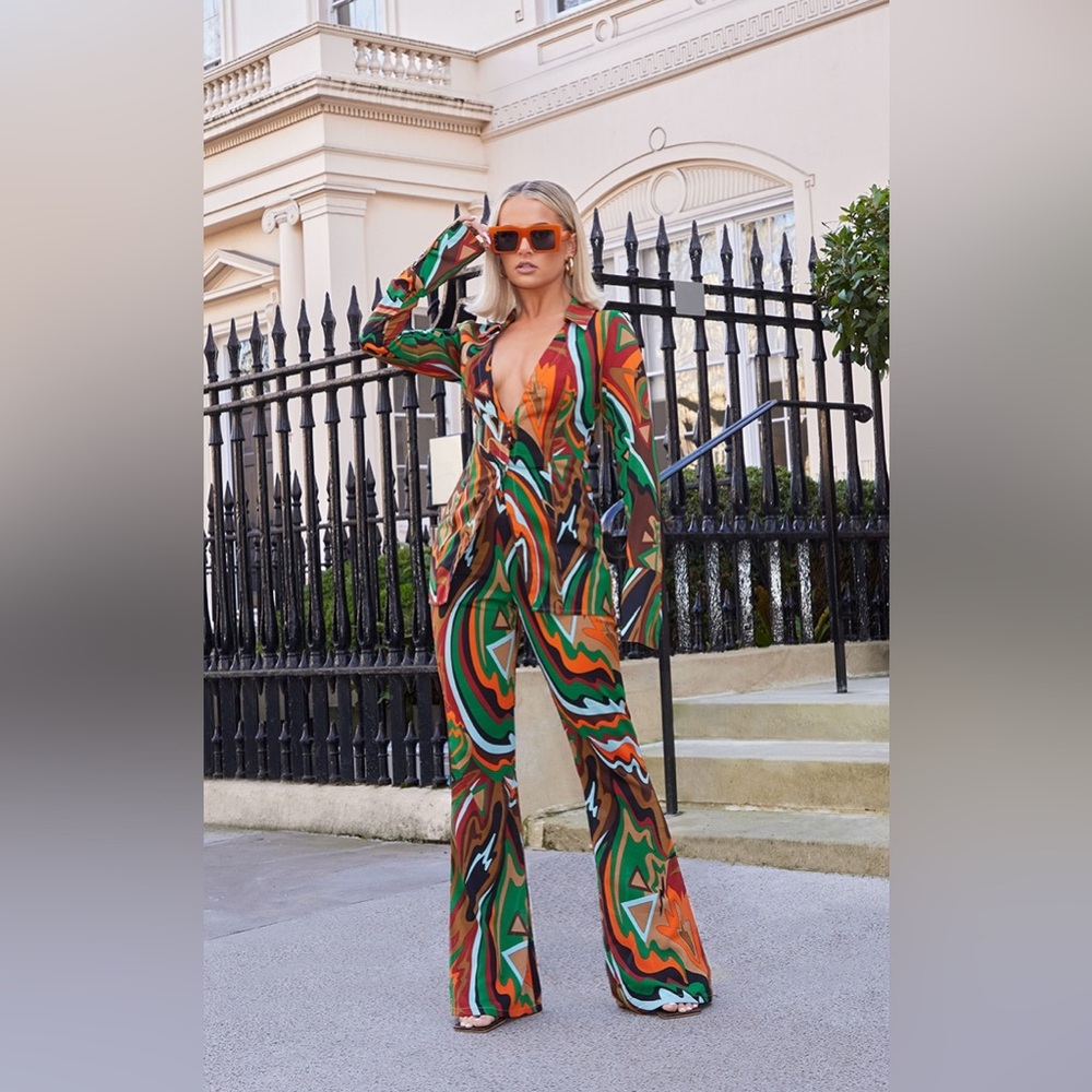 Mica’s Women's Retro 70s Style Bell Bottoms and Matching Jacket Set L Grunge